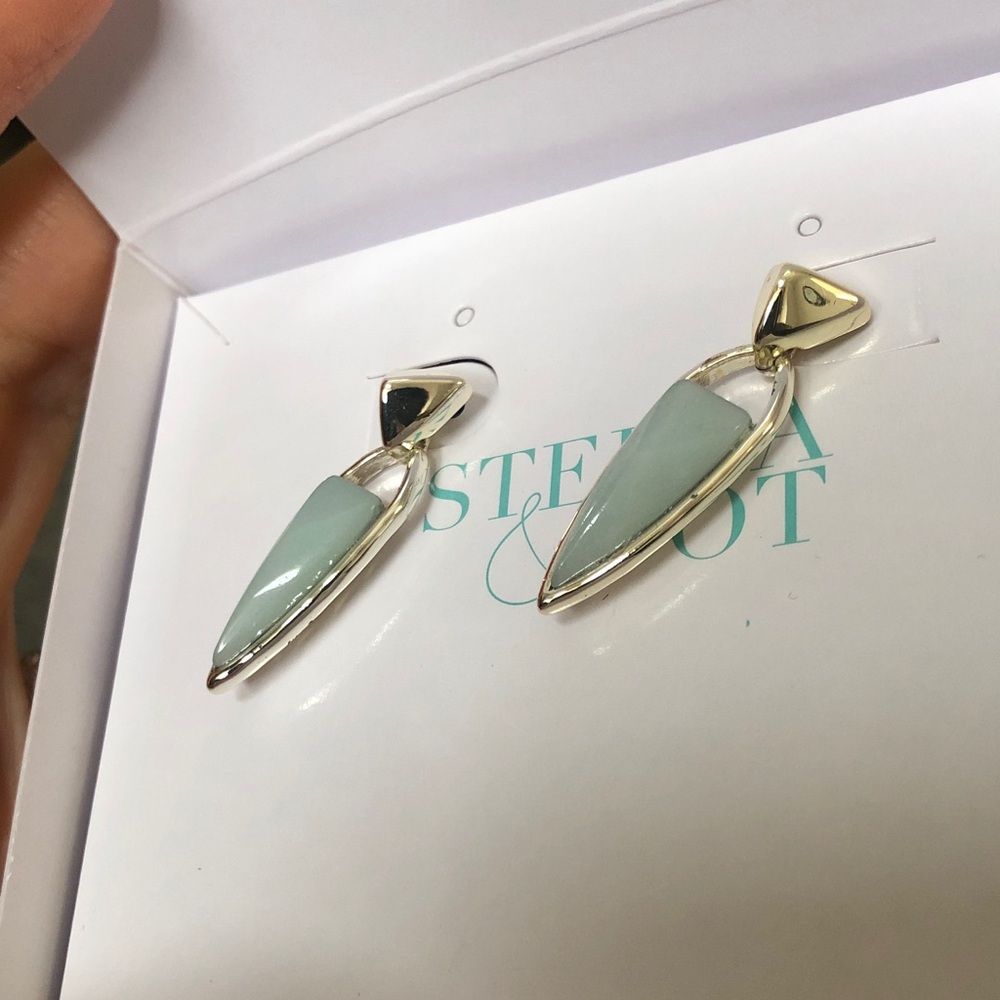 Stella & Dot Silver and Mint Quartz Colored Earrings - Picture 3 of 6
